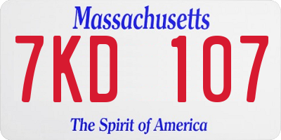 MA license plate 7KD107