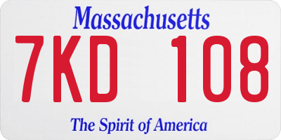 MA license plate 7KD108