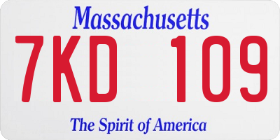 MA license plate 7KD109