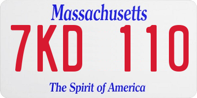 MA license plate 7KD110