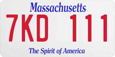 MA license plate 7KD111
