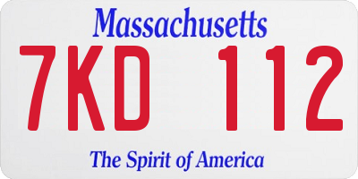 MA license plate 7KD112