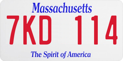 MA license plate 7KD114