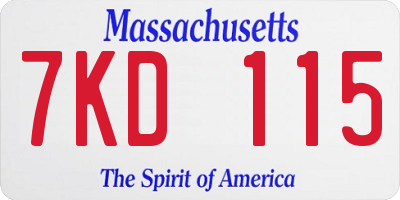 MA license plate 7KD115