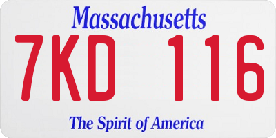 MA license plate 7KD116
