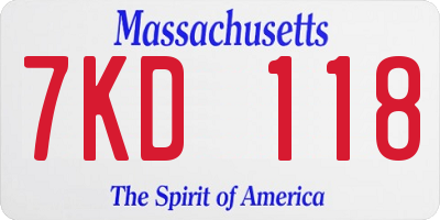 MA license plate 7KD118