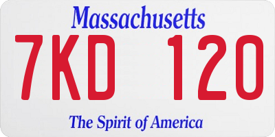 MA license plate 7KD120