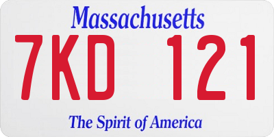 MA license plate 7KD121