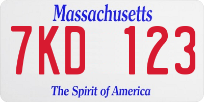 MA license plate 7KD123