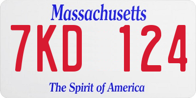 MA license plate 7KD124