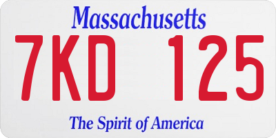 MA license plate 7KD125