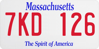 MA license plate 7KD126