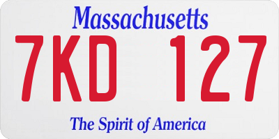 MA license plate 7KD127