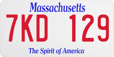 MA license plate 7KD129