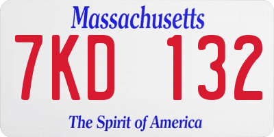 MA license plate 7KD132