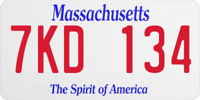 MA license plate 7KD134