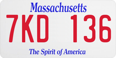 MA license plate 7KD136