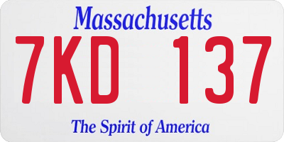 MA license plate 7KD137