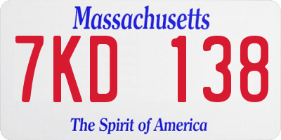 MA license plate 7KD138