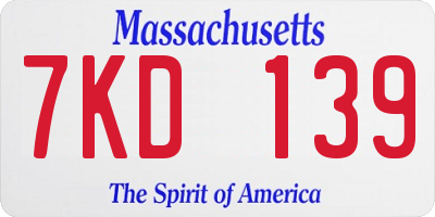MA license plate 7KD139