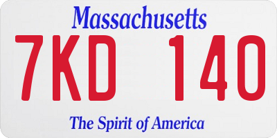 MA license plate 7KD140