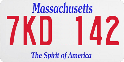 MA license plate 7KD142