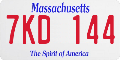 MA license plate 7KD144