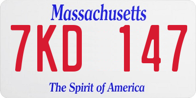 MA license plate 7KD147