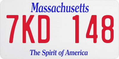 MA license plate 7KD148