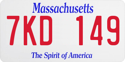 MA license plate 7KD149