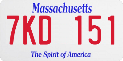 MA license plate 7KD151