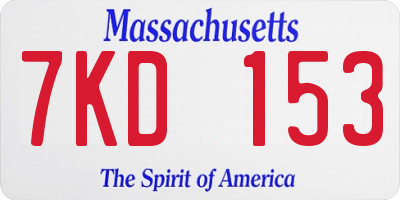 MA license plate 7KD153