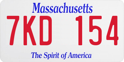 MA license plate 7KD154