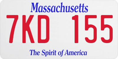 MA license plate 7KD155