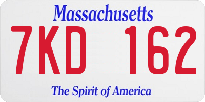 MA license plate 7KD162