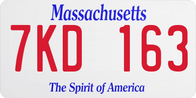 MA license plate 7KD163