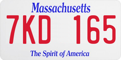 MA license plate 7KD165