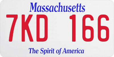 MA license plate 7KD166