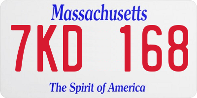 MA license plate 7KD168