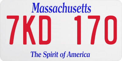 MA license plate 7KD170