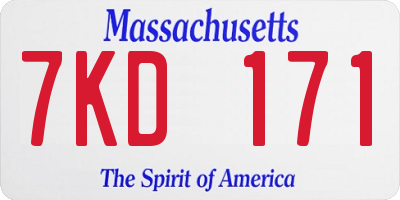 MA license plate 7KD171