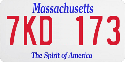MA license plate 7KD173