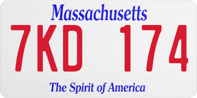 MA license plate 7KD174