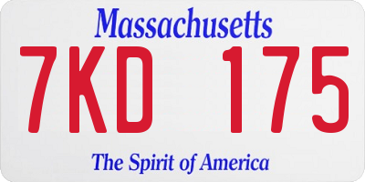 MA license plate 7KD175