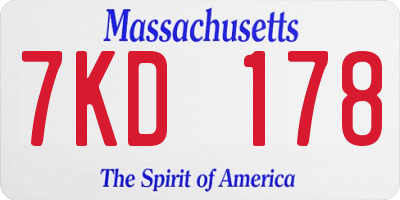 MA license plate 7KD178