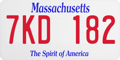 MA license plate 7KD182