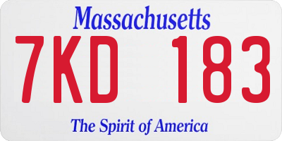 MA license plate 7KD183