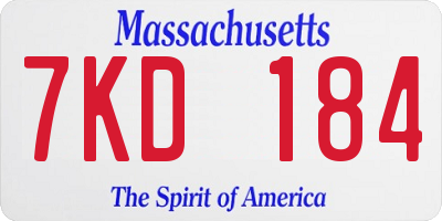 MA license plate 7KD184