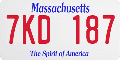 MA license plate 7KD187