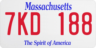 MA license plate 7KD188